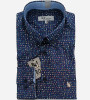 Chemise bleu Navy à motifs fantaisie multicolores. Homme. Bande Originale