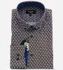 Chemise marron regular fit à motifs fantaisie bleu Navy et blanc. Homme. Bande Originale