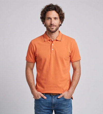 Polo manches courtes orange 100% coton homme Bande Originale