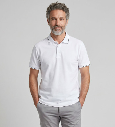 Polo manches courtes blanc 100% coton homme Bande Originale