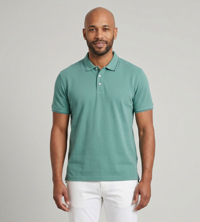Polo manches courtes vert 100% coton homme Bande Originale