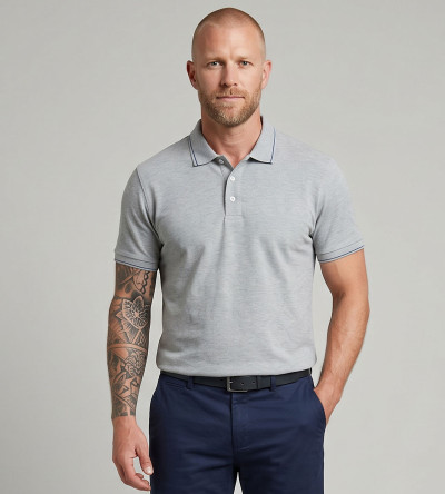 Polo manches courtes gris 100% coton homme Bande Originale