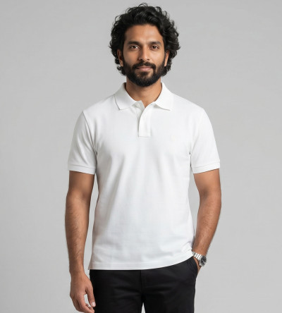 Polo classique manches courtes blanc 100% coton Bande Originale
