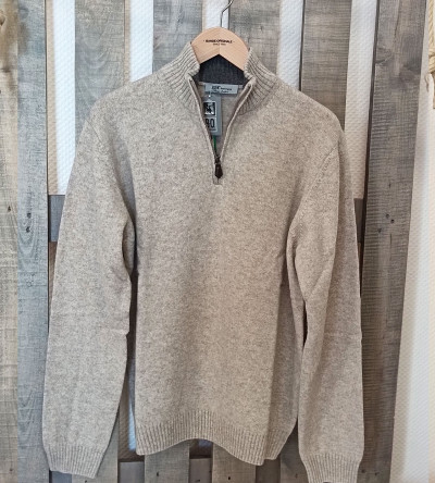 Pull chiné en laine mélangé col camionneur beige clair homme Bande Originale