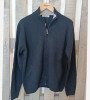 Gilet zippé chiné en laine mélangé col camionneur bleu Navy homme Bande Originale