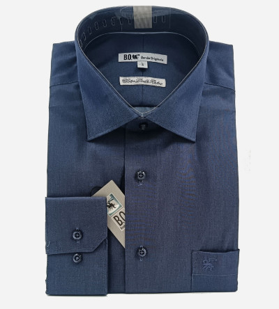 Chemise bleu marine 100% coton non iron homme Bande Originale