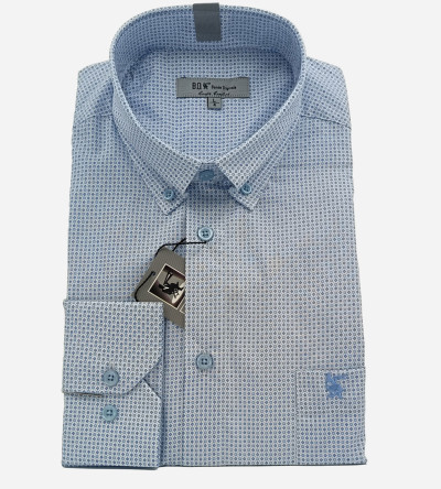 Chemise bleue à motifs fantaisie bleu indigo