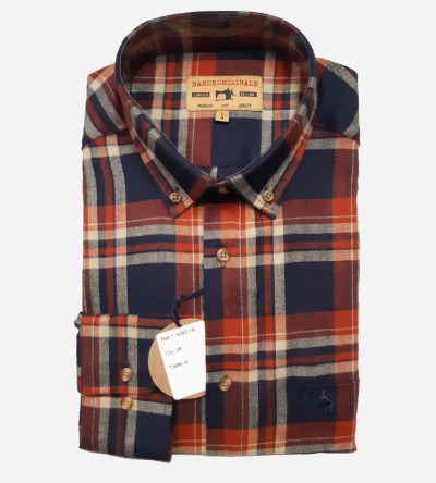 Chemise à carreaux rouille et bleu indigo homme Bande Originale